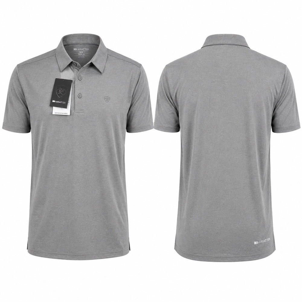 Ariat Charger 2.0 Polo Shirt Mens Medium Aerial Grey Performance 10045021 NEW